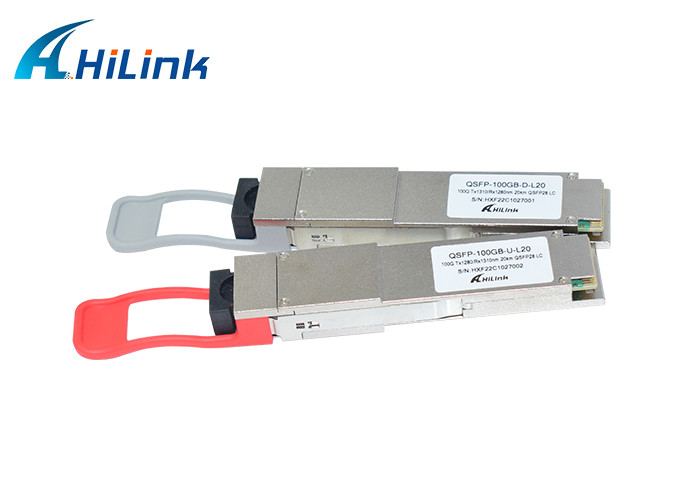 100GBASE - BX20 অপটিক্যাল ট্রান্সসিভার মডিউল QSFP28 LAN WDM 1280nm 1310nm 20km LC সিম্প্লেক্স ট্রান্সসিভার