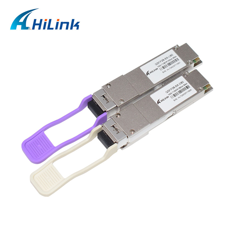 QSFP28 BIDI 1280nm/1300nm 80KM সিম্প্লেক্স এলসি অপটিক্যাল ট্রান্সিভার দীর্ঘ দূরত্বের জন্য একক মোড ডিডিএম