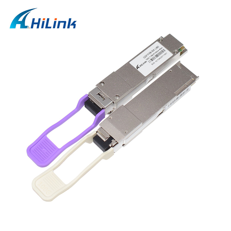 QSFP28 BIDI 1280nm/1300nm 80KM সিম্প্লেক্স এলসি অপটিক্যাল ট্রান্সিভার দীর্ঘ দূরত্বের জন্য একক মোড ডিডিএম