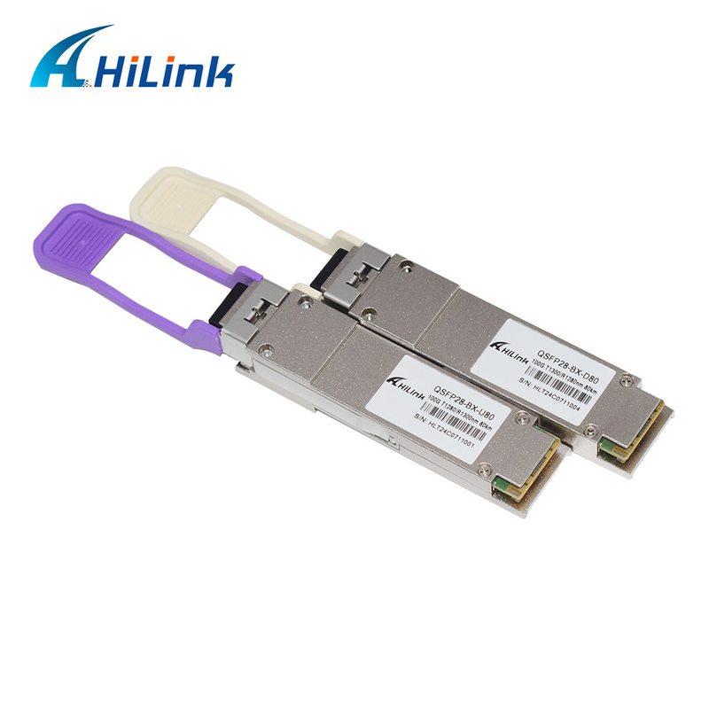 QSFP28 BIDI 1280nm/1300nm 80KM সিম্প্লেক্স এলসি অপটিক্যাল ট্রান্সিভার দীর্ঘ দূরত্বের জন্য একক মোড ডিডিএম