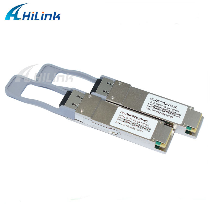 100Gb/s 80km QSFP28 ট্রান্সসিভার হট প্লাগযোগ্য ডুপ্লেক্স এলসি সংযোগকারী LAN WDM EML TOSA SOA PIN SMF