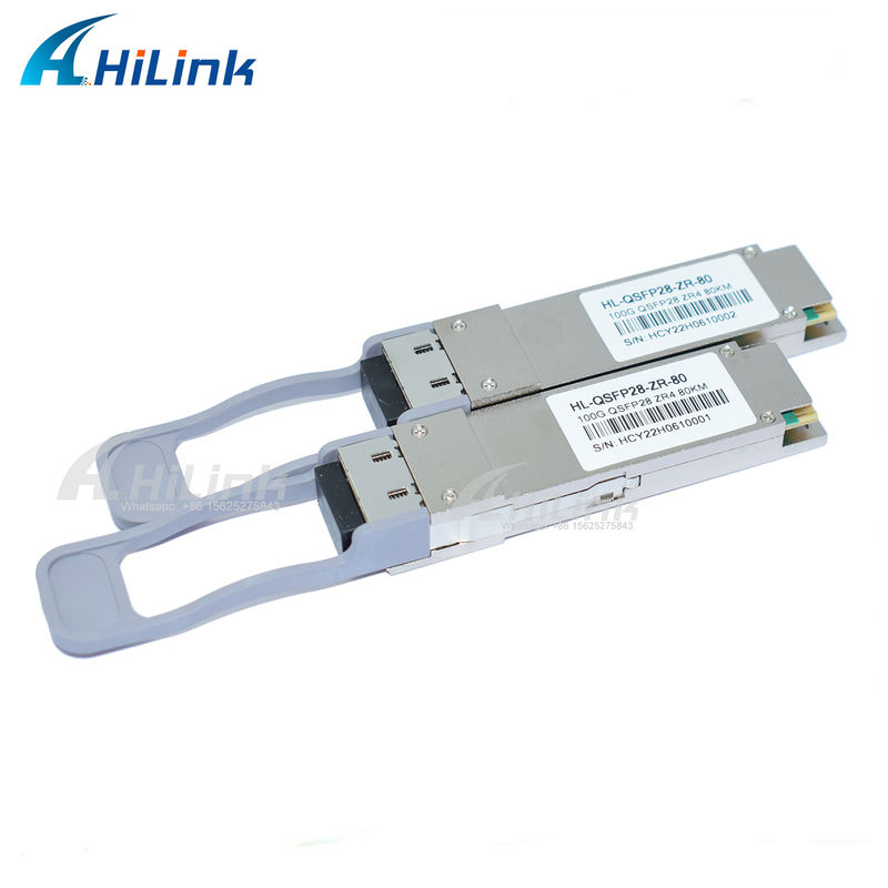 100Gb/s 80km QSFP28 ট্রান্সসিভার হট প্লাগযোগ্য ডুপ্লেক্স এলসি সংযোগকারী LAN WDM EML TOSA SOA PIN SMF