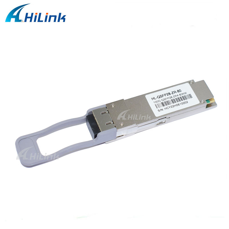100Gb/s 80km QSFP28 ট্রান্সসিভার হট প্লাগযোগ্য ডুপ্লেক্স এলসি সংযোগকারী LAN WDM EML TOSA SOA PIN SMF
