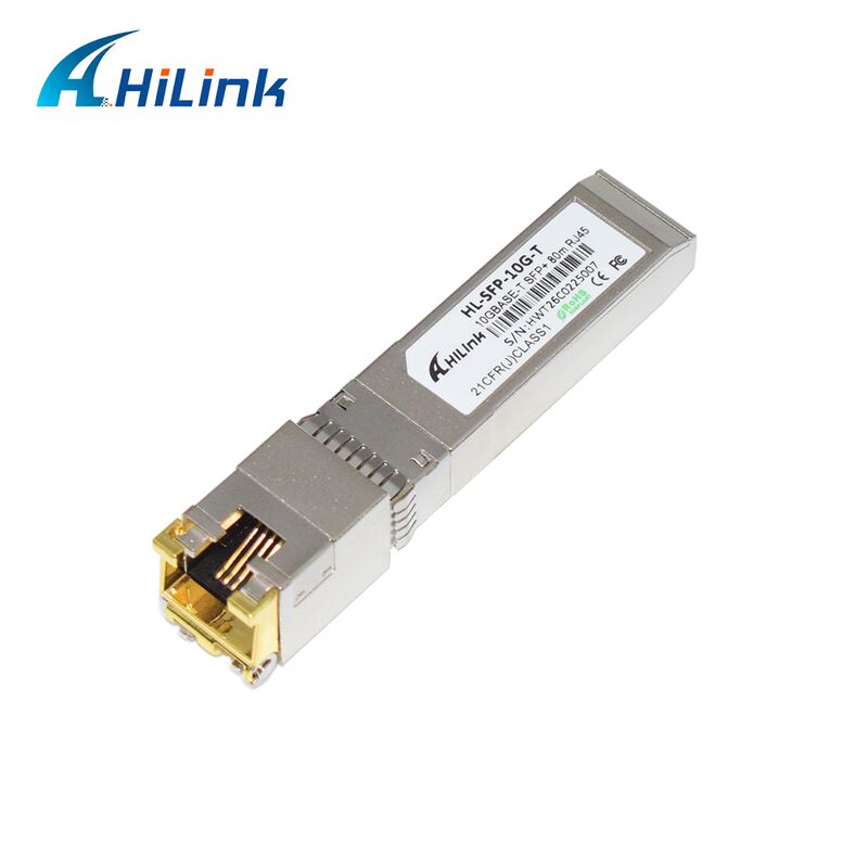 Hilink 10G ডেটা রেট SFP+ ট্রান্সসিভার 30M/80M দূরত্ব এবং RoHS কমপ্লায়েন্ট 10GBASE-T কপার মডিউল সহ