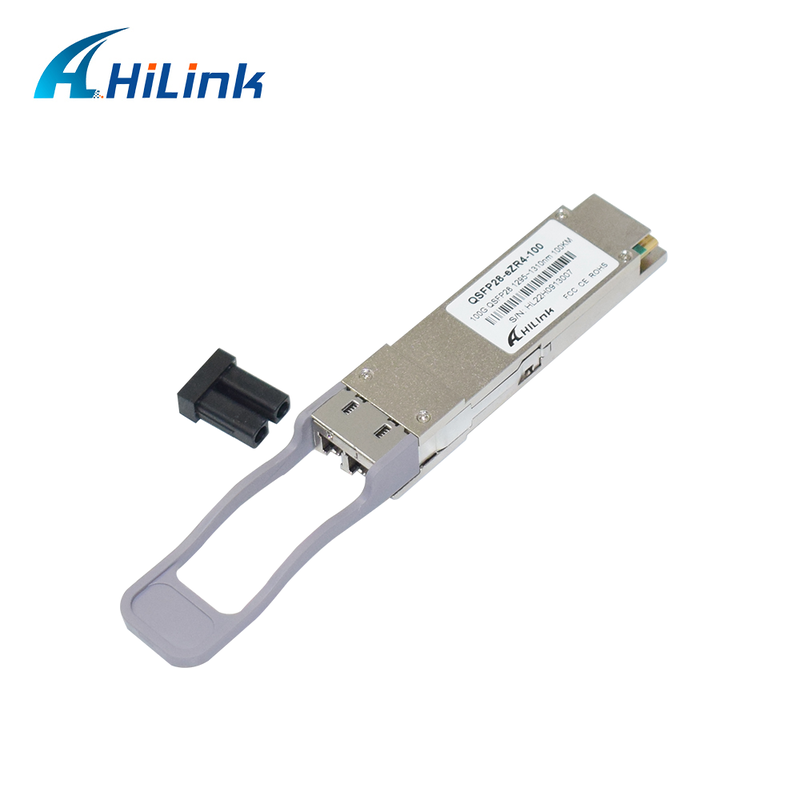 হিলিংক 100G QSFP28 অপটিক্যাল ট্রান্সিভার 100km দূরত্ব 1295 ~ 1304nm তরঙ্গদৈর্ঘ্য এবং SOA পিন ডিটেক্টর সহ