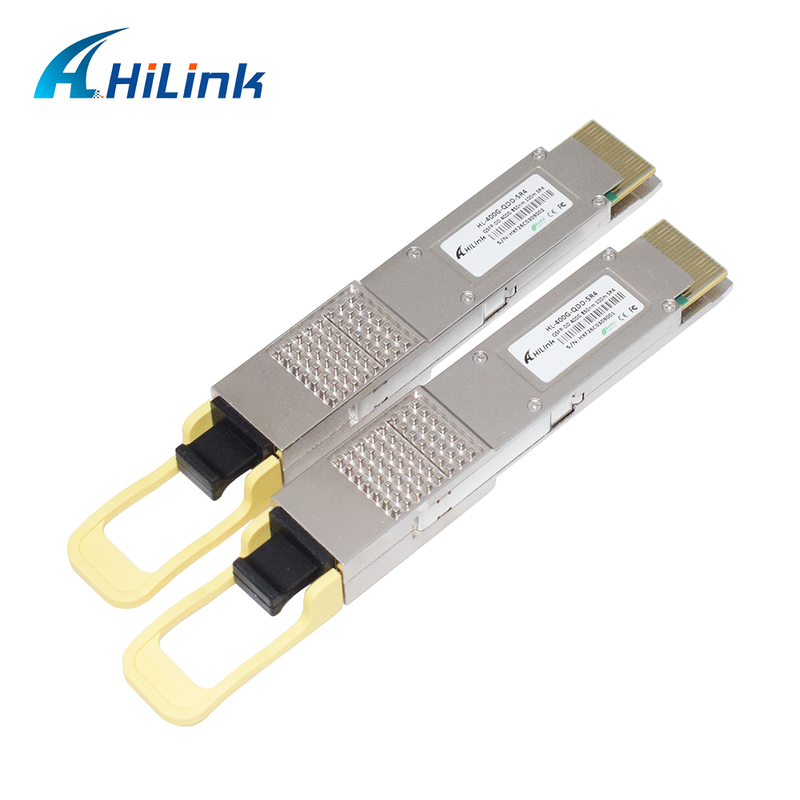 হিলিংক সামঞ্জস্যপূর্ণ 400G QSFP-DD SR4 অপটিক্যাল মডিউল 100m ট্রান্সমিশনের জন্য MPO-12 সংযোগকারী সহ