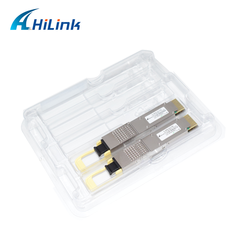 হিলিংক সামঞ্জস্যপূর্ণ 400G QSFP-DD SR4 অপটিক্যাল মডিউল 100m ট্রান্সমিশনের জন্য MPO-12 সংযোগকারী সহ