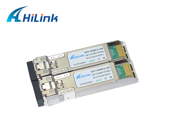 Hilink LC সংযোগকারী ফাইবার অপটিক ট্রান্সসিভার 10G SFP+ BIDI WDM 60KM 1270nm 1330nm
