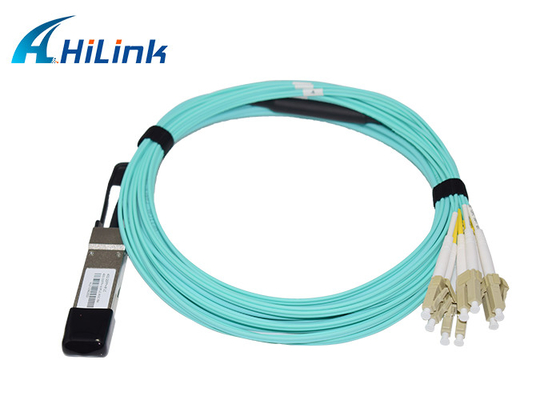 40G QSFP+ থেকে 8x LC সংযোগকারী সক্রিয় অপটিক কেবল 5M AOC VCSEL অ্যারে